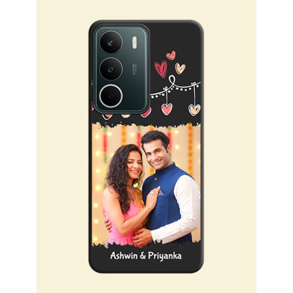 Pink Love Hangings with Name On Space Black Custom Soft Matte Mobile Back Cover - Realme C75 5G Pink Love Hangings with Name On Space Black Custom Soft Matte Mobile Back Cover - Realme C75 5G