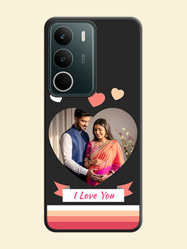Love Shaped Photo with Colorful Stripes On Space Black Custom Soft Matte Mobile Back Cover - Realme C75 5G