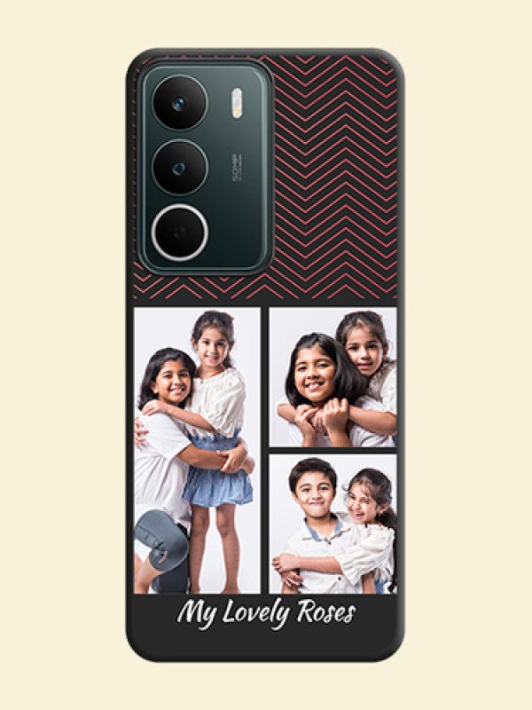 Wave Pattern with 3 Image Holder On Space Black Custom Soft Matte Mobile Back Cover - Realme C75 5G