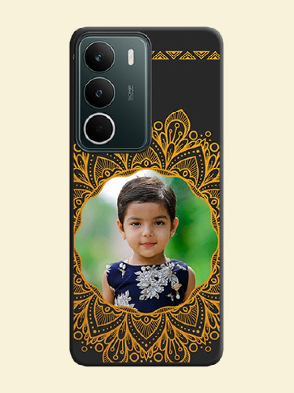 Round Image with Floral Design On Space Black Custom Soft Matte Mobile Back Cover - Realme C75 5G