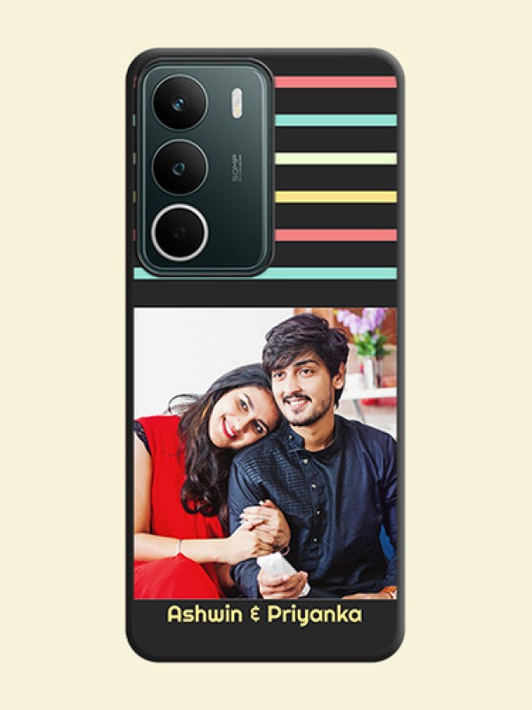 Color Stripes with Photo and Text on Photo On Space Black Custom Soft Matte Mobile Back Cover - Realme C75 5G