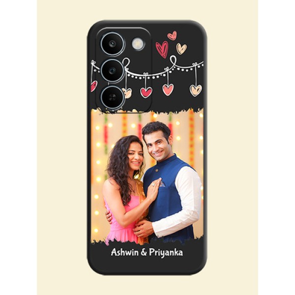 Pink Love Hangings with Name On Space Black Custom Soft Matte Mobile Back Cover - Realme C83 5G Pink Love Hangings with Name On Space Black Custom Soft Matte Mobile Back Cover - Realme C83 5G