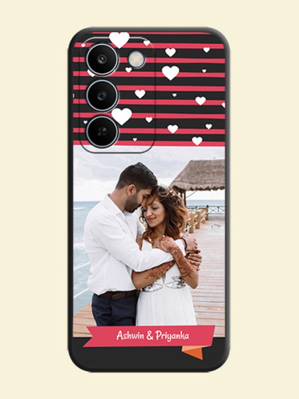 White Color Love Symbols with Pink Lines Pattern On Space Black Custom Soft Matte Mobile Back Cover - Realme C83 5G