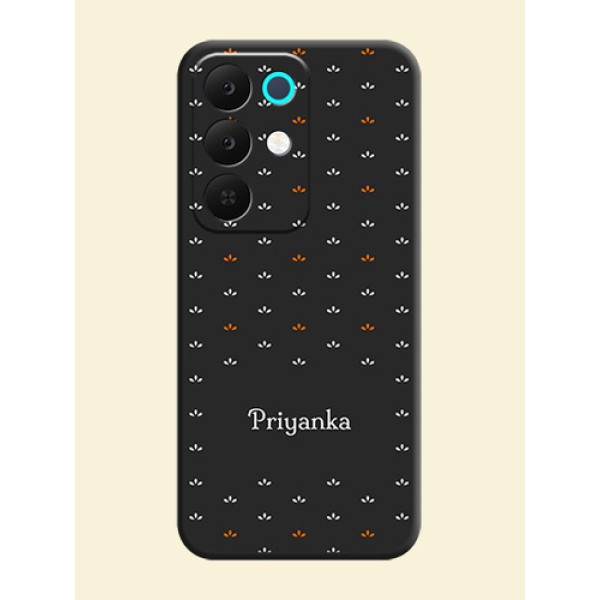 Simple Pattern With Custom Text On Space Black Custom Soft Matte Mobile Back Cover - Realme C85 5G