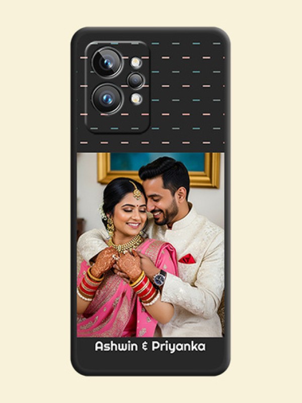 Line Pattern Design with Text on Space Black Custom Soft Matte Phone Back Cover - Realme GT 2 Pro 5G