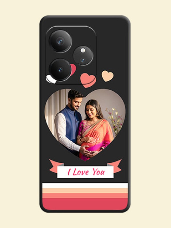 Love Shaped Photo with Colorful Stripes On Space Black Custom Soft Matte Mobile Back Cover - Realme GT 6