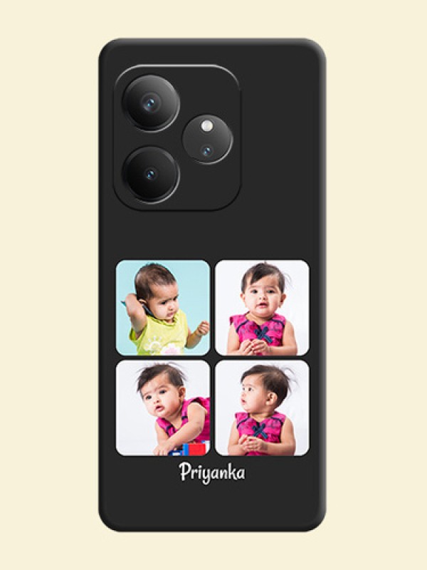 Floral Art with 6 Image Holder on Photo On Space Black Custom Soft Matte Mobile Back Cover - Realme GT 6