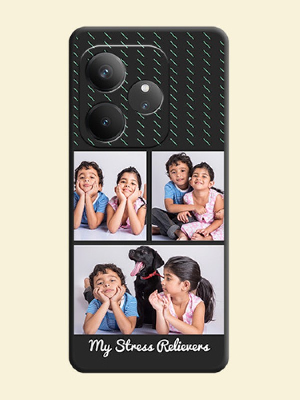 Cross Dotted Pattern with 2 Image Holder On Space Black Custom Soft Matte Mobile Back Cover - Realme GT 6