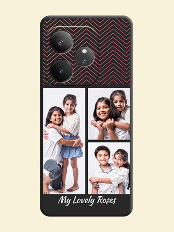Wave Pattern with 3 Image Holder On Space Black Custom Soft Matte Mobile Back Cover - Realme GT 6