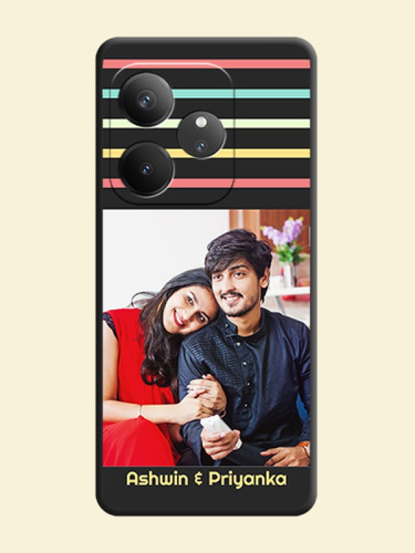 Color Stripes with Photo and Text on Photo On Space Black Custom Soft Matte Mobile Back Cover - Realme GT 6
