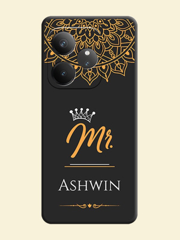 Mr Name with Floral Design On Space Black Custom Soft Matte Mobile Back Cover - Realme GT 6