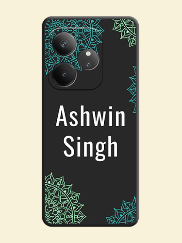 Your Name with Floral Design On Space Black Custom Soft Matte Mobile Back Cover - Realme GT 6