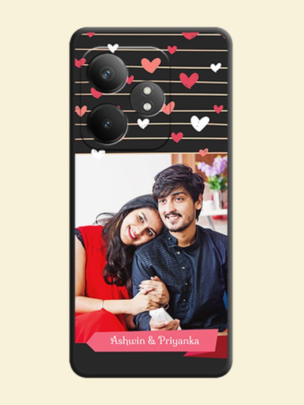 Love Pattern with Name on Pink Ribbon on Photo On Space Black Custom Soft Matte Mobile Back Cover - Realme GT 6T 5G