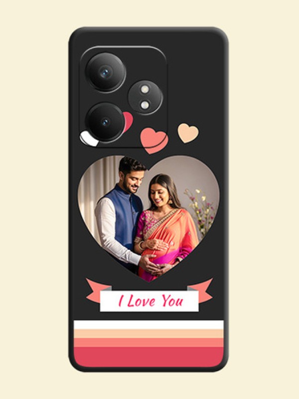 Love Shaped Photo with Colorful Stripes On Space Black Custom Soft Matte Mobile Back Cover - Realme GT 6T 5G