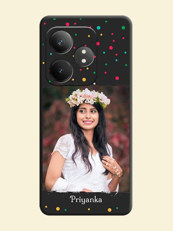Multicolor Dotted Pattern with Text On Space Black Custom Soft Matte Mobile Back Cover - Realme GT 6T 5G