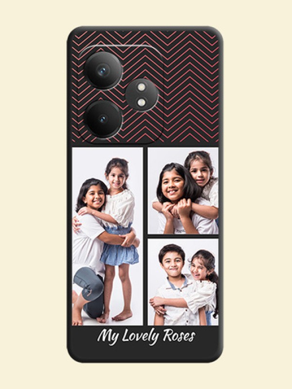 Wave Pattern with 3 Image Holder On Space Black Custom Soft Matte Mobile Back Cover - Realme GT 6T 5G