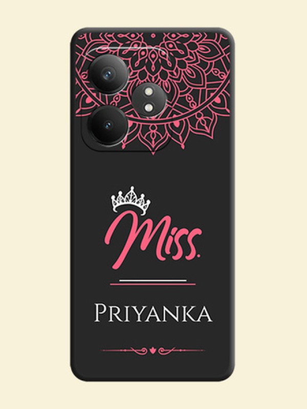 Mrs Name with Floral Design On Space Black Custom Soft Matte Mobile Back Cover - Realme GT 6T 5G