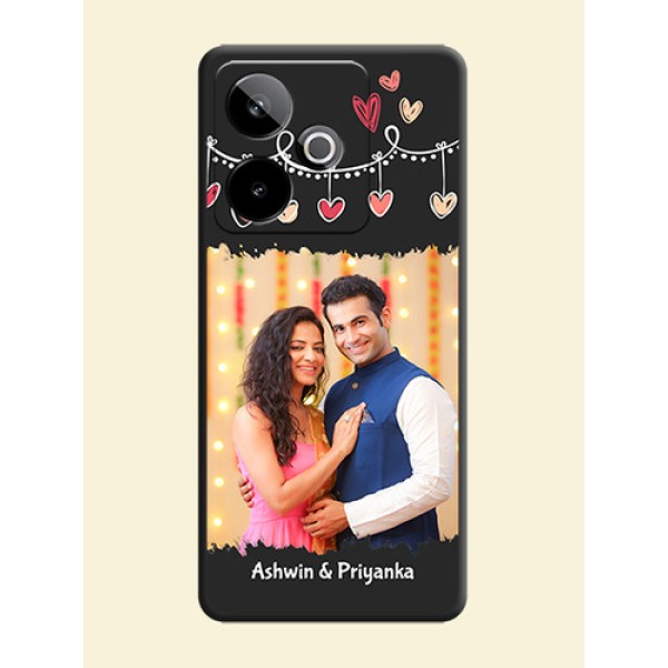 Pink Love Hangings with Name On Space Black Custom Soft Matte Mobile Back Cover - Realme GT 7 5G Pink Love Hangings with Name On Space Black Custom Soft Matte Mobile Back Cover - Realme GT 7 5G