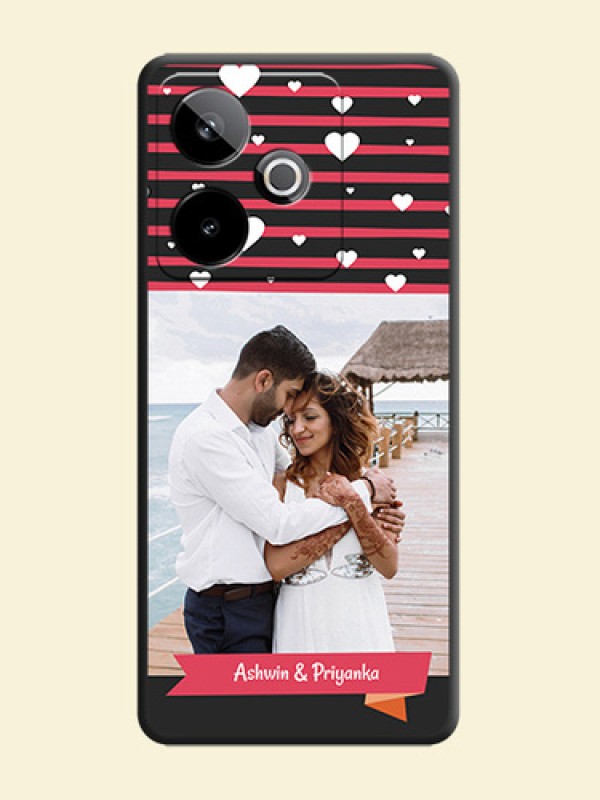 White Color Love Symbols with Pink Lines Pattern On Space Black Custom Soft Matte Mobile Back Cover - Realme GT 7 5G