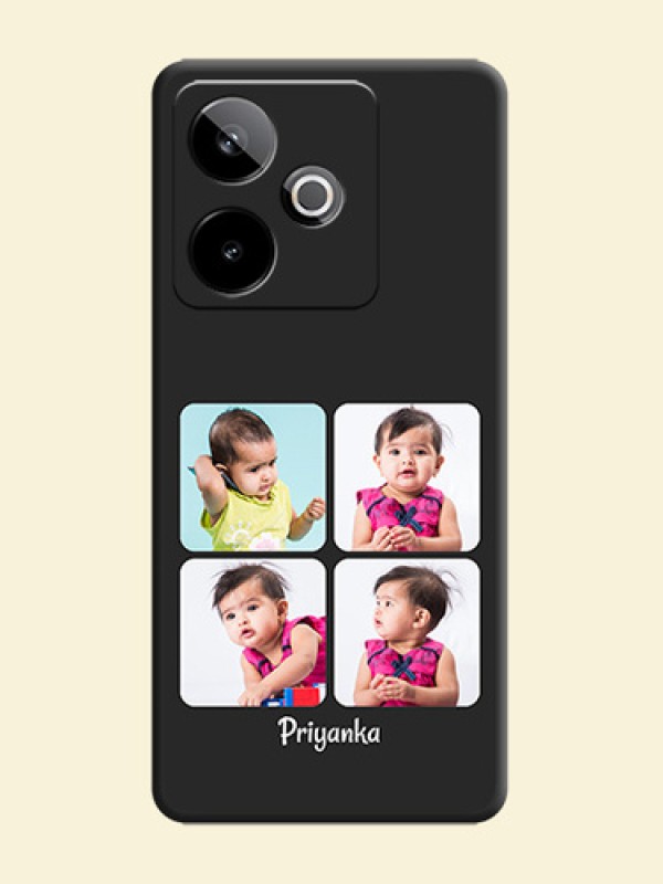 Floral Art with 6 Image Holder on Photo On Space Black Custom Soft Matte Mobile Back Cover - Realme GT 7 5G