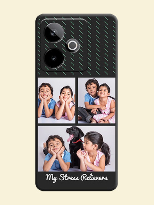 Cross Dotted Pattern with 2 Image Holder On Space Black Custom Soft Matte Mobile Back Cover - Realme GT 7 5G