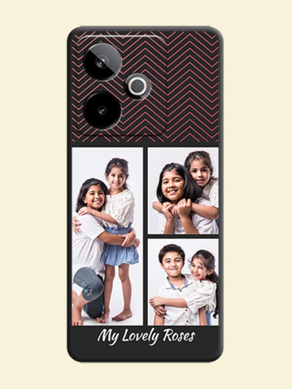 Wave Pattern with 3 Image Holder On Space Black Custom Soft Matte Mobile Back Cover - Realme GT 7 5G