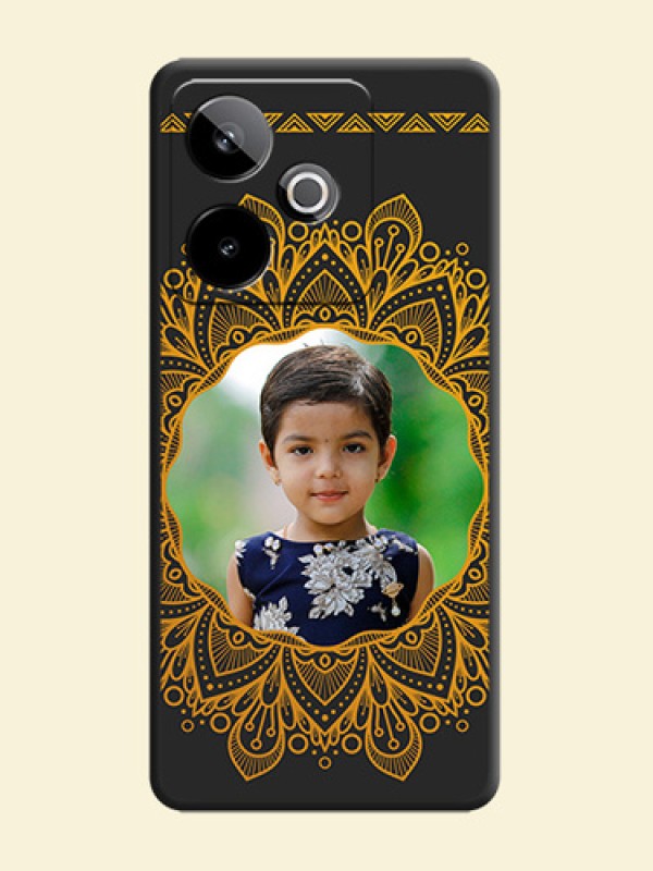 Round Image with Floral Design On Space Black Custom Soft Matte Mobile Back Cover - Realme GT 7 5G