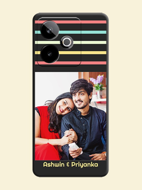 Color Stripes with Photo and Text on Photo On Space Black Custom Soft Matte Mobile Back Cover - Realme GT 7 5G