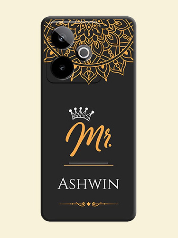 Mr Name with Floral Design On Space Black Custom Soft Matte Mobile Back Cover - Realme GT 7 5G