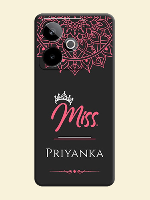 Mrs Name with Floral Design On Space Black Custom Soft Matte Mobile Back Cover - Realme GT 7 5G