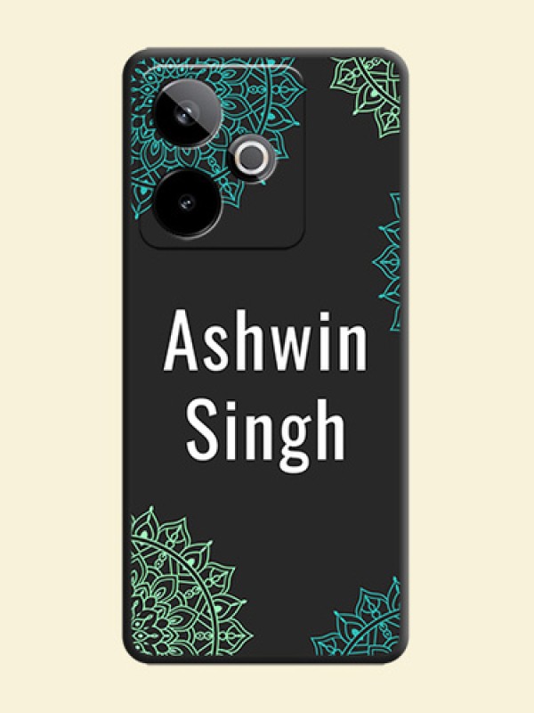 Your Name with Floral Design On Space Black Custom Soft Matte Mobile Back Cover - Realme GT 7 5G