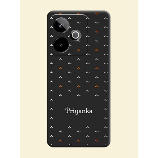 Simple Pattern With Custom Text On Space Black Custom Soft Matte Mobile Back Cover - Realme GT 7 5G