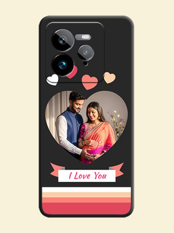 Love Shaped Photo with Colorful Stripes On Space Black Custom Soft Matte Mobile Back Cover - Realme GT 7 Pro