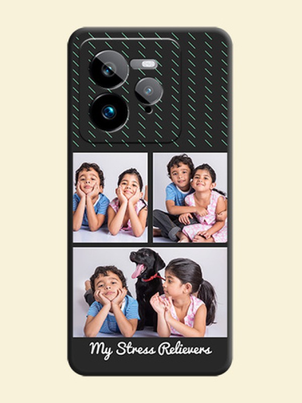 Cross Dotted Pattern with 2 Image Holder On Space Black Custom Soft Matte Mobile Back Cover - Realme GT 7 Pro