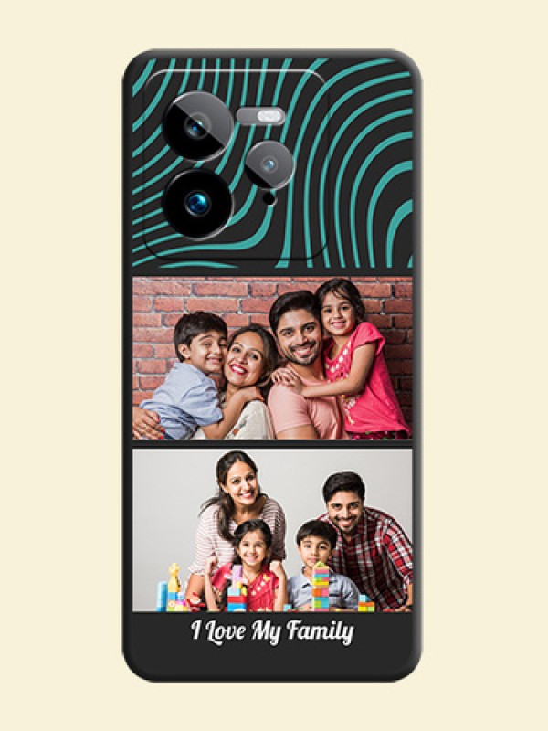 Wave Pattern with 2 Image Holder On Space Black Custom Soft Matte Mobile Back Cover - Realme GT 7 Pro