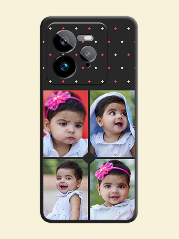 Multicolor Dotted Pattern with 4 Image Holder On Space Black Custom Soft Matte Mobile Back Cover - Realme GT 7 Pro