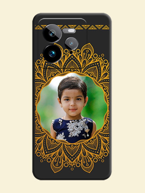 Round Image with Floral Design On Space Black Custom Soft Matte Mobile Back Cover - Realme GT 7 Pro