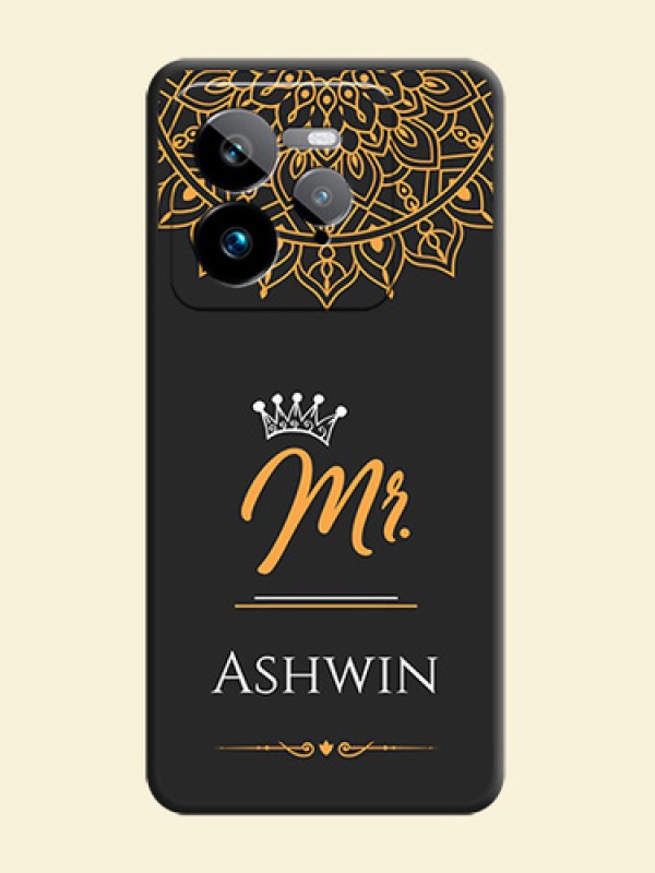 Mr Name with Floral Design On Space Black Custom Soft Matte Mobile Back Cover - Realme GT 7 Pro