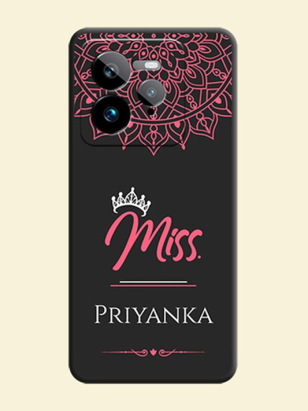 Mrs Name with Floral Design On Space Black Custom Soft Matte Mobile Back Cover - Realme GT 7 Pro