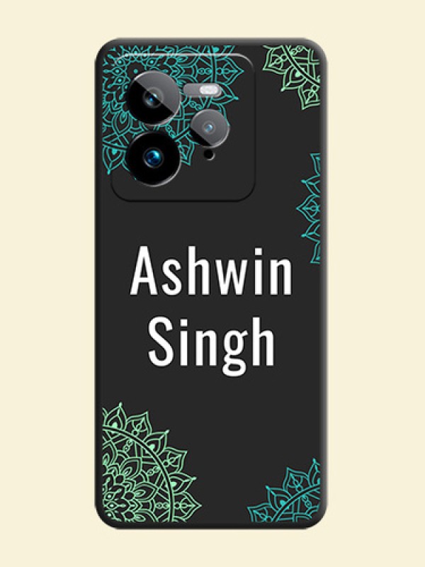 Your Name with Floral Design On Space Black Custom Soft Matte Mobile Back Cover - Realme GT 7 Pro