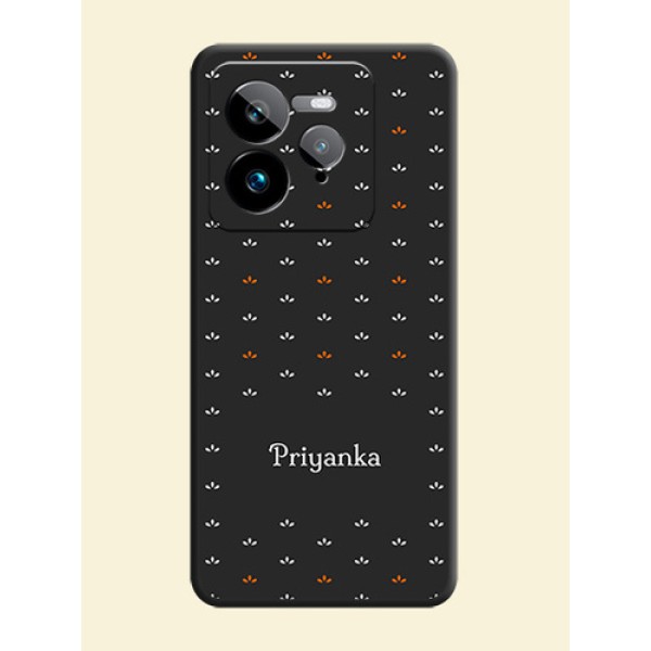 Simple Pattern With Custom Text On Space Black Custom Soft Matte Mobile Back Cover - Realme GT 7 Pro