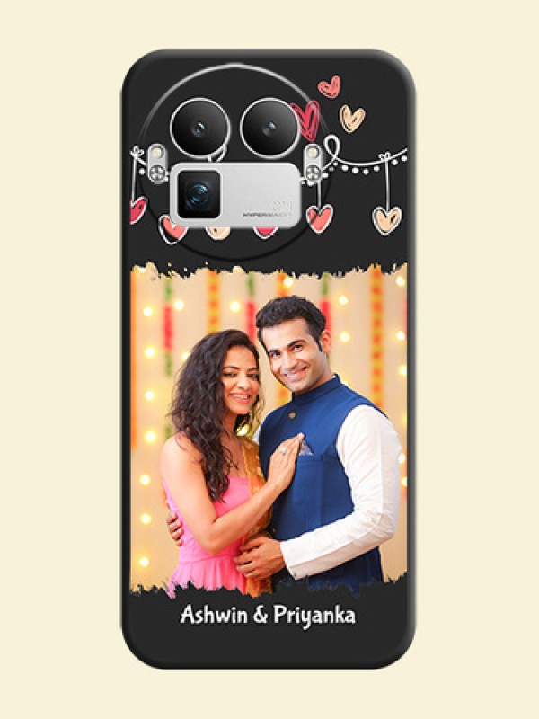Pink Love Hangings with Name On Space Black Custom Soft Matte Mobile Back Cover - Realme GT 8 Pro