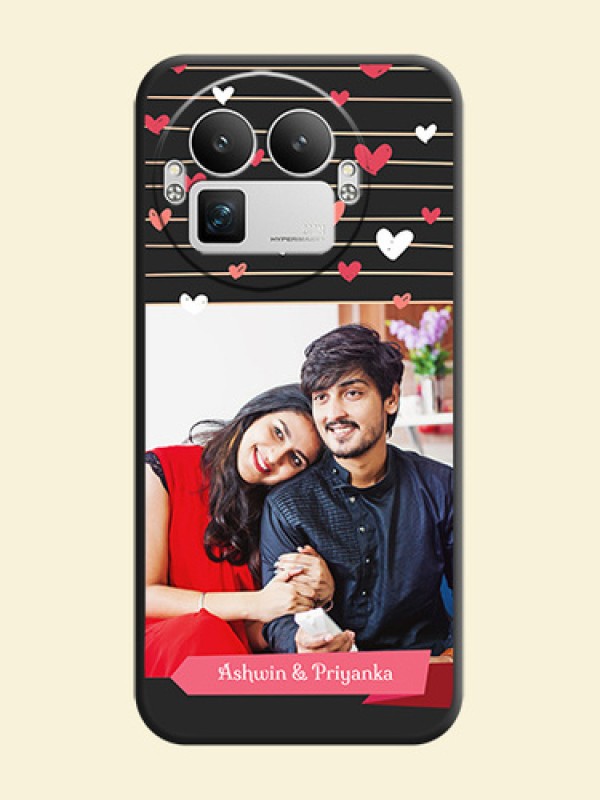 Love Pattern with Name on Pink Ribbon on Photo On Space Black Custom Soft Matte Mobile Back Cover - Realme GT 8 Pro