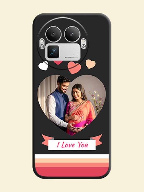 Love Shaped Photo with Colorful Stripes On Space Black Custom Soft Matte Mobile Back Cover - Realme GT 8 Pro