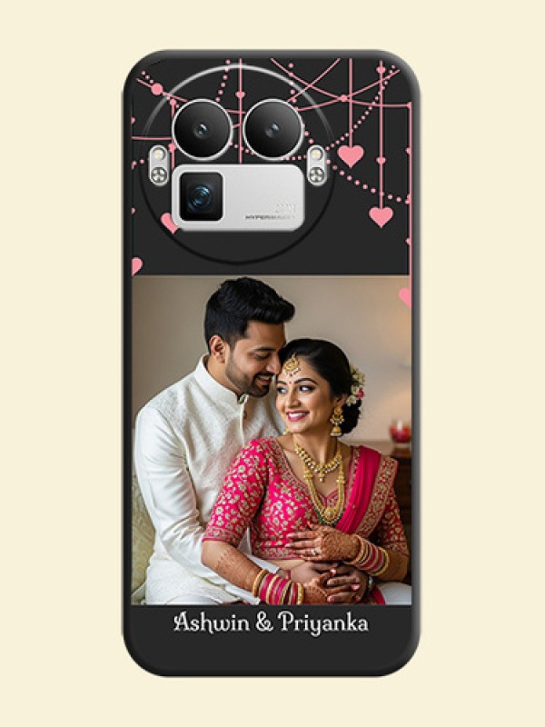 Pink Love Hangings with Text On Space Black Custom Soft Matte Mobile Back Cover - Realme GT 8 Pro