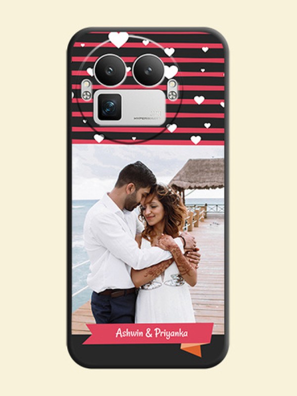 White Color Love Symbols with Pink Lines Pattern On Space Black Custom Soft Matte Mobile Back Cover - Realme GT 8 Pro