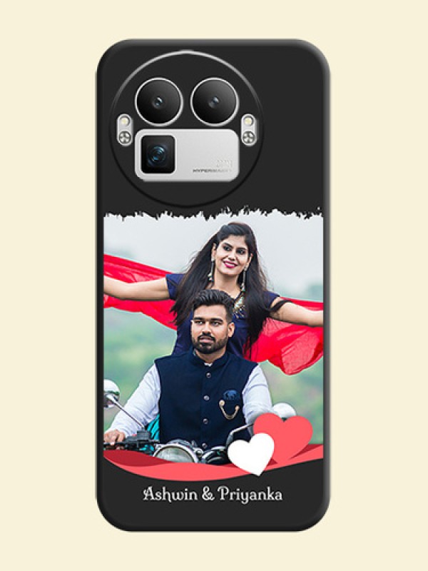 Pin Color Love Shaped Ribbon Design with Text On Space Black Custom Soft Matte Mobile Back Cover - Realme GT 8 Pro
