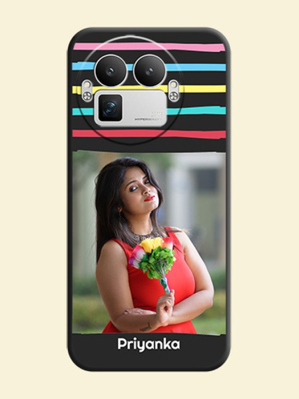 Multicolor Lines with Image On Space Black Custom Soft Matte Mobile Back Cover - Realme GT 8 Pro