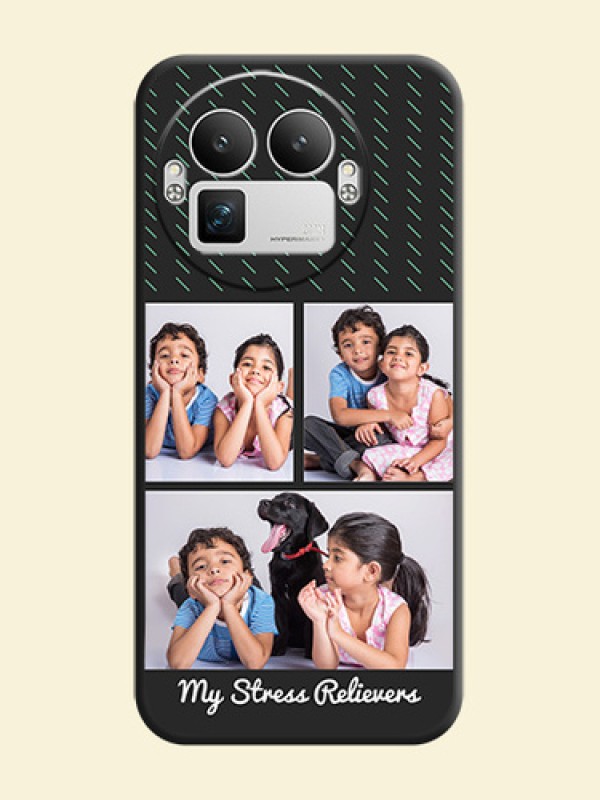 Cross Dotted Pattern with 2 Image Holder On Space Black Custom Soft Matte Mobile Back Cover - Realme GT 8 Pro