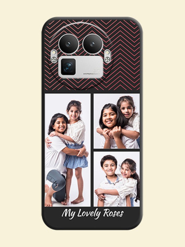 Wave Pattern with 3 Image Holder On Space Black Custom Soft Matte Mobile Back Cover - Realme GT 8 Pro